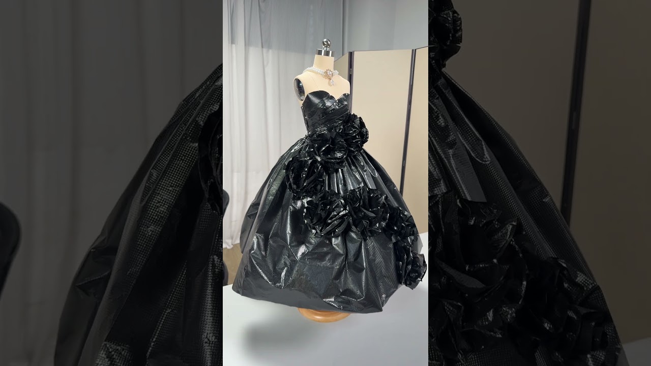 I Made a COUTURE Gown from TRASH BAGS! 😱 DIY Plastic Dress Transformation!
