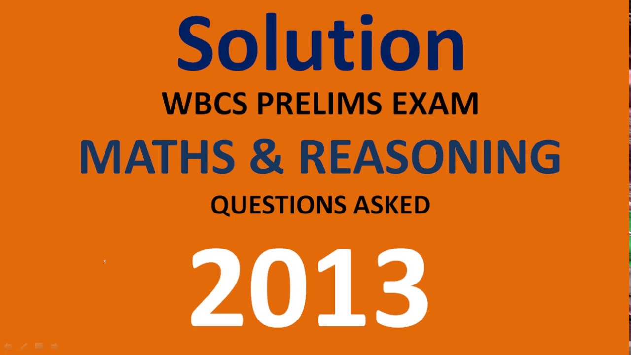 WBCS 2013 Prelims Maths & Reasoning Questions Solution(Bengali)