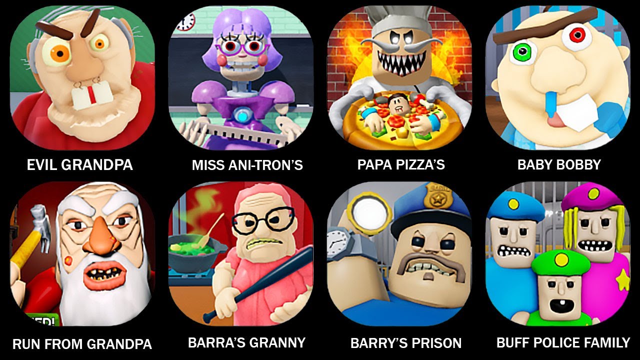 ROBLOX:ESCAPE EVIL GRANDPA! (OBBY),ESCAPE MISS ANI-TRON'S DETENTION! (OBBY),PAPA PIZZA'S...#roblox