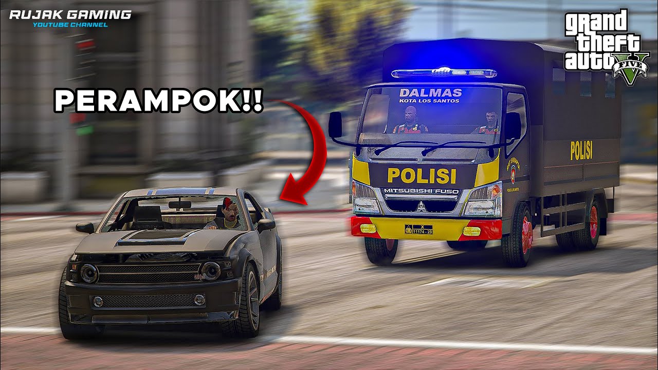 Aksi Kejar Kejaran Truk Sabhara Dengan Perampok !! GTA 5 Mod Polisi Indonesia
