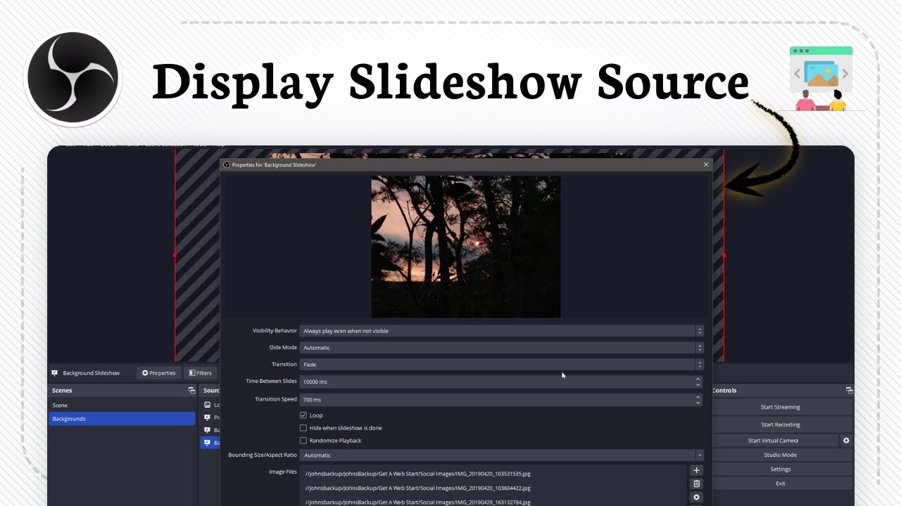 Как создать слайд-шоу изображений в OBS Studio