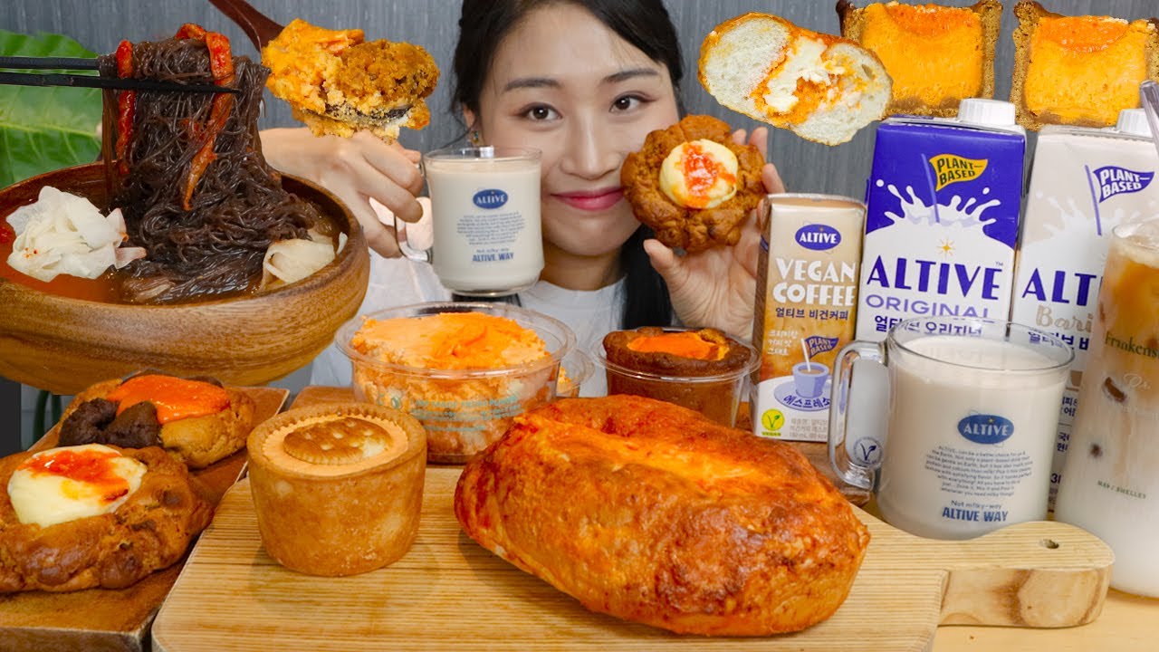 MUKBANG) 황치즈 디저트🧀🧡 빵해장은 냉면! 빵 먹방 Cheese dessert & bread Real sound asmr eating