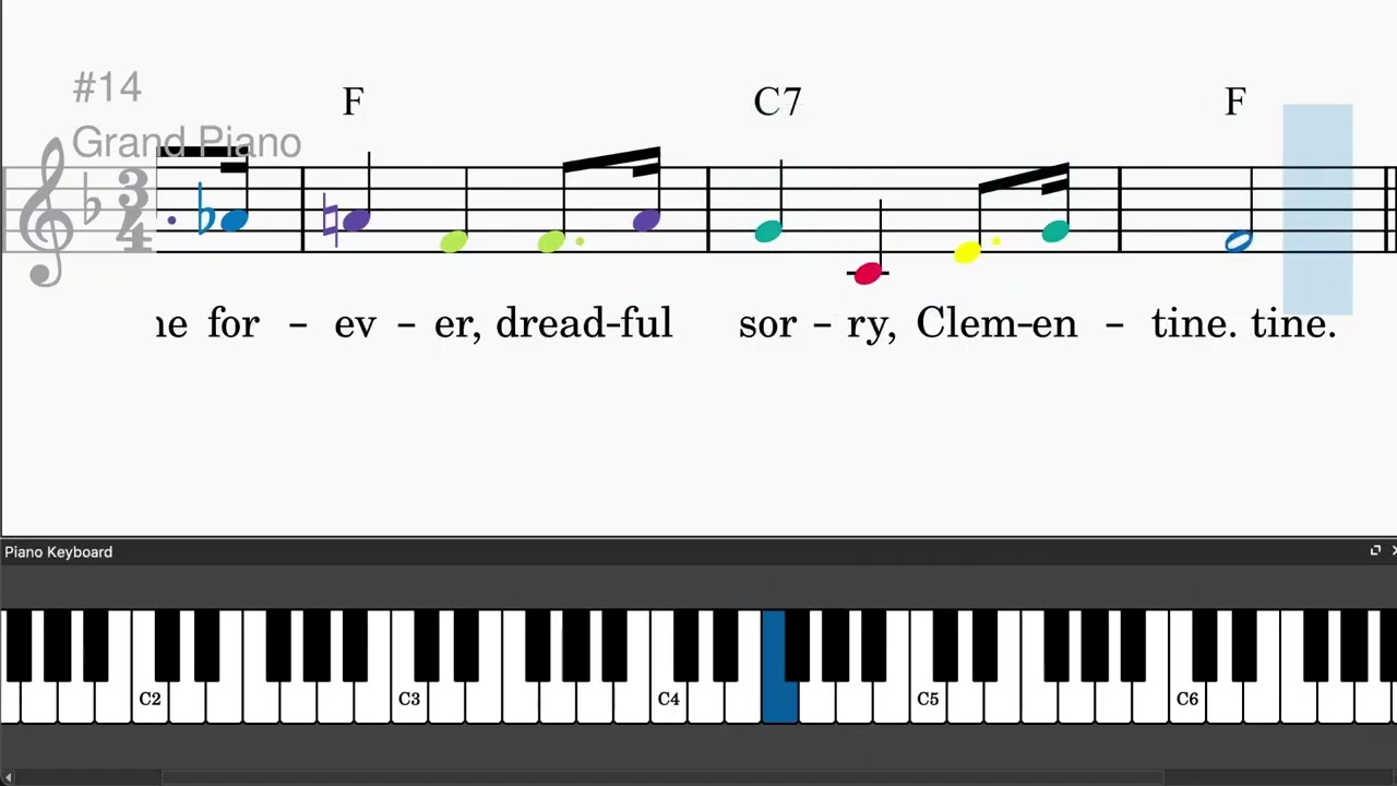 (Oh, My Darling) Clementine by Percy Montrose - Easy piano tutorials with leadsheet and chords