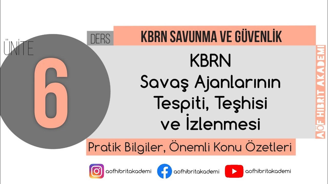 AÖF - KBRN Savunma ve Güvenlik Dersi 6. Ünite - Acil Durum ve Afet Yönetimi Bölümü