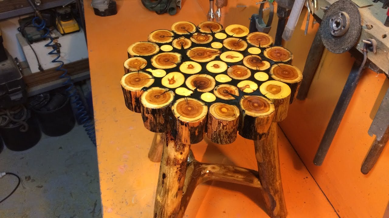 Sanat eseri natural odundan tabure- sehpa yapımı