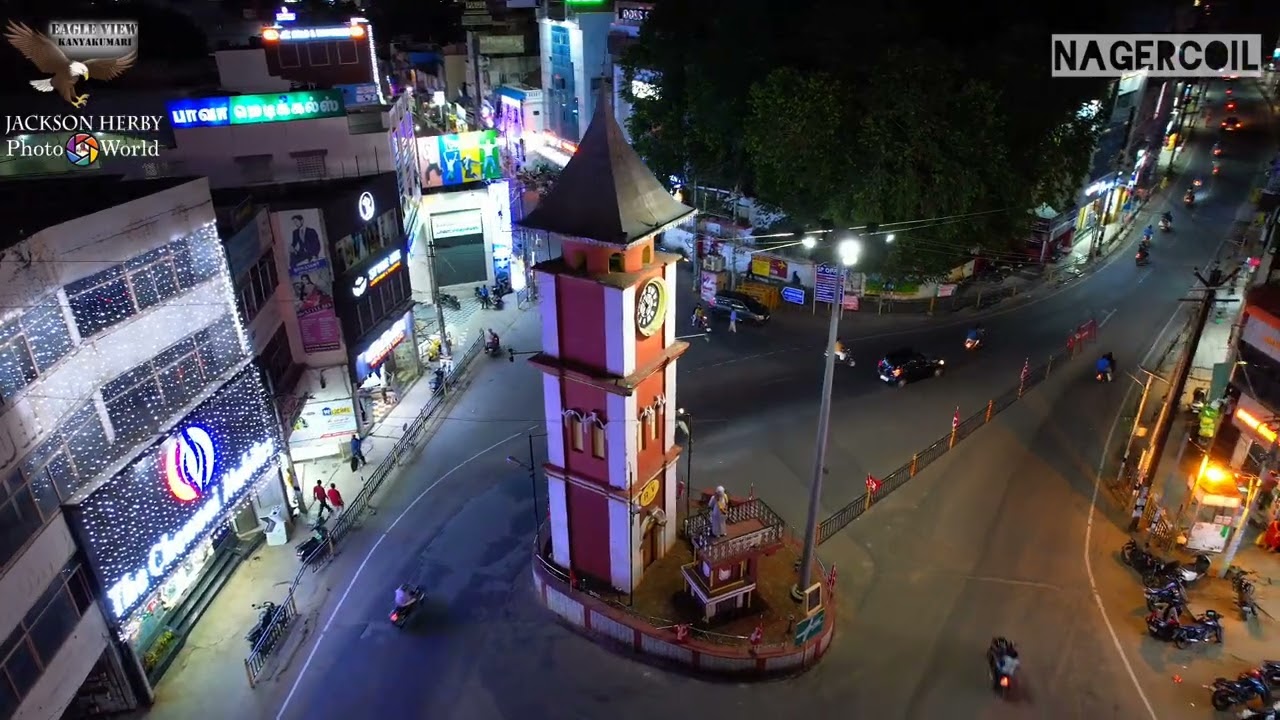 Nagercoil Clock Tower...           Night time eagle view...