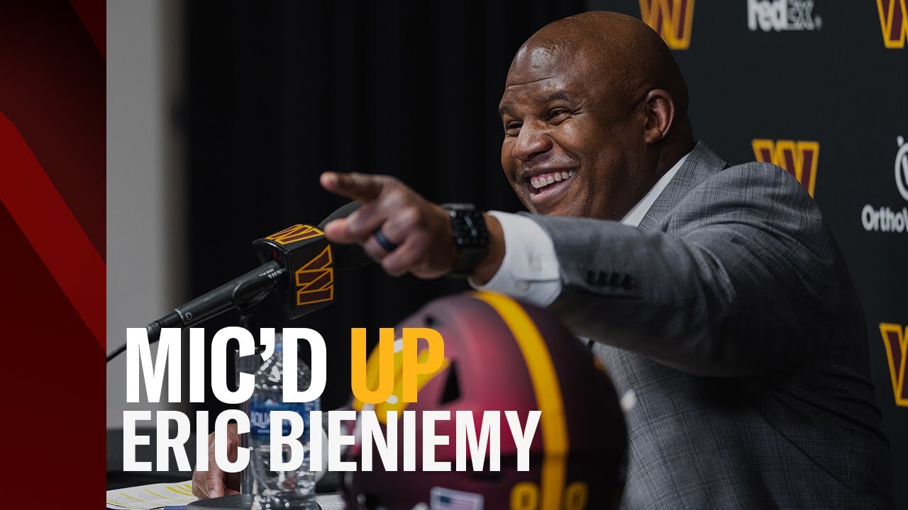 His first day as a Commander: Washington OC Eric Bieniemy MIC'D UP