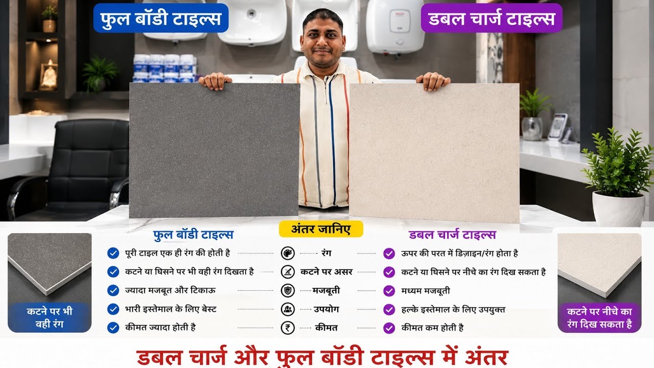 Difference between double charge and full body tiles | double charge and full body tiles price | 