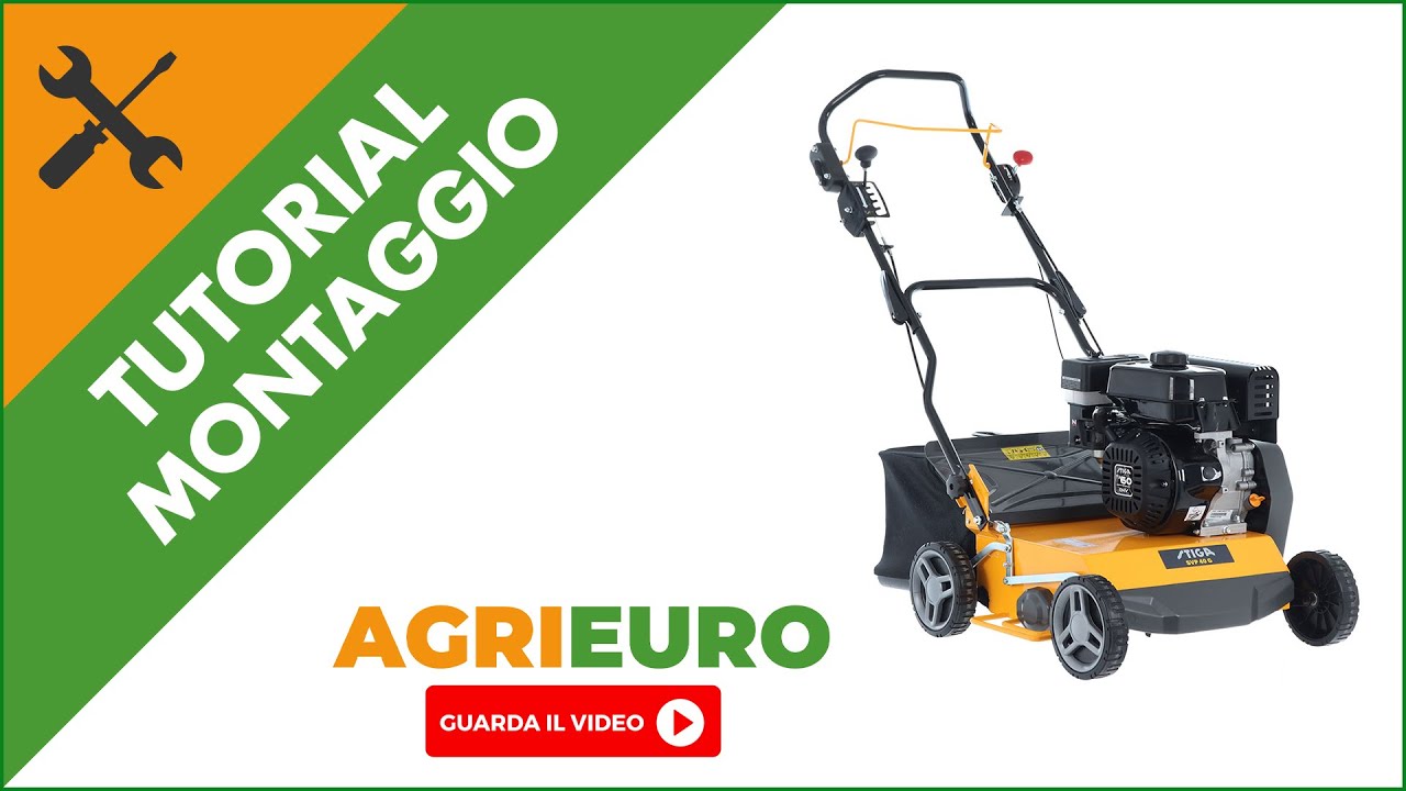 Scarificatore a scoppio Stiga SVP 40 G: montaggio del pratico scarificatore con cesto di raccolta