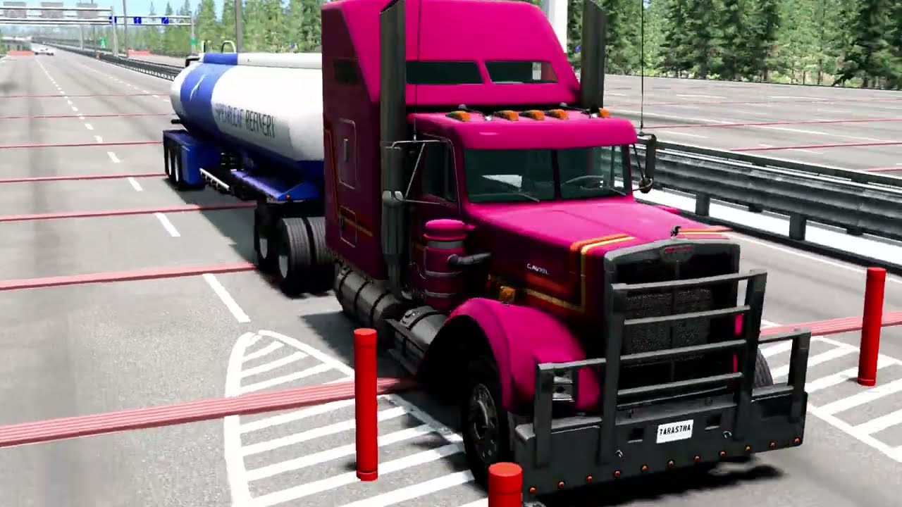  Epic Car Chase on Highway | Mini Cars Hunting Big Tanker #TankerTruck #DrivingGame #CarCra