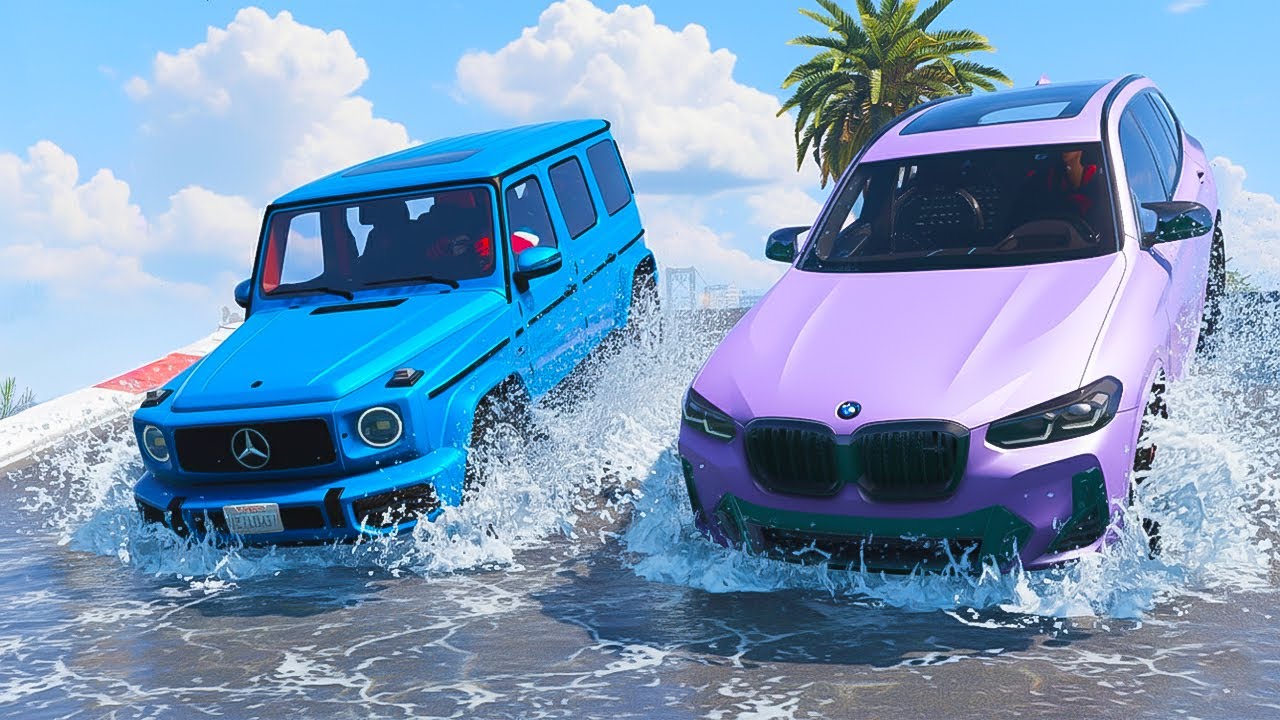 Güçlü SUV Arabalar Dalgalı Yol Parkurunda - GTA 5 MODS