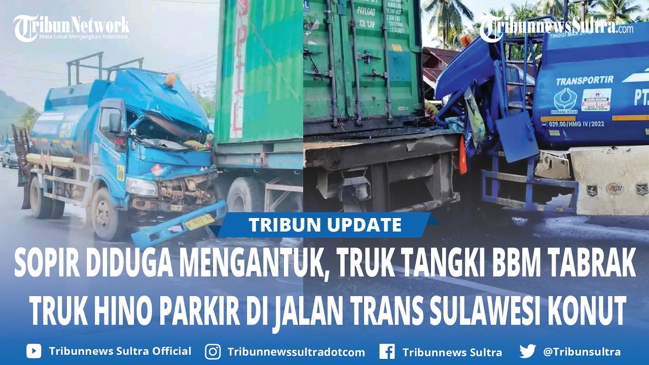 Truk Tangki BBM Tabrak Truk Hino Parkir di Jalan Trans Sulawesi Konawe Utara, Diduga Sopir Mengantuk