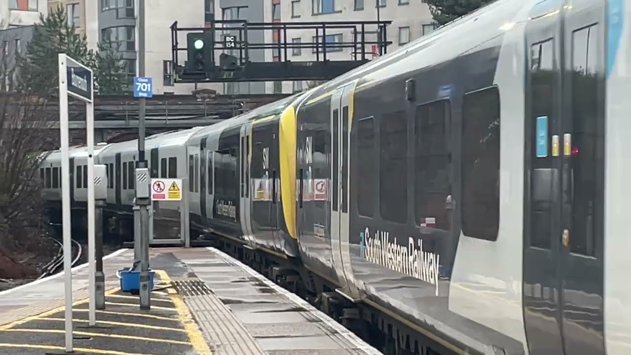 SWR class 450  8 car train departing Bournemouth for Southampton Central