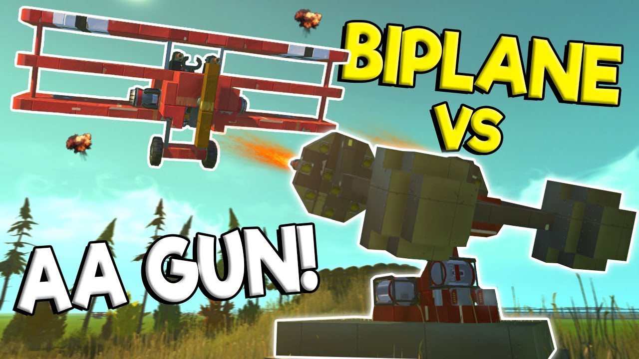 RED BARON BIPLANE VS AA GUN & REAL WINGS MOD?! - Scrap Mechanic Gameplay - Spud Gun Update