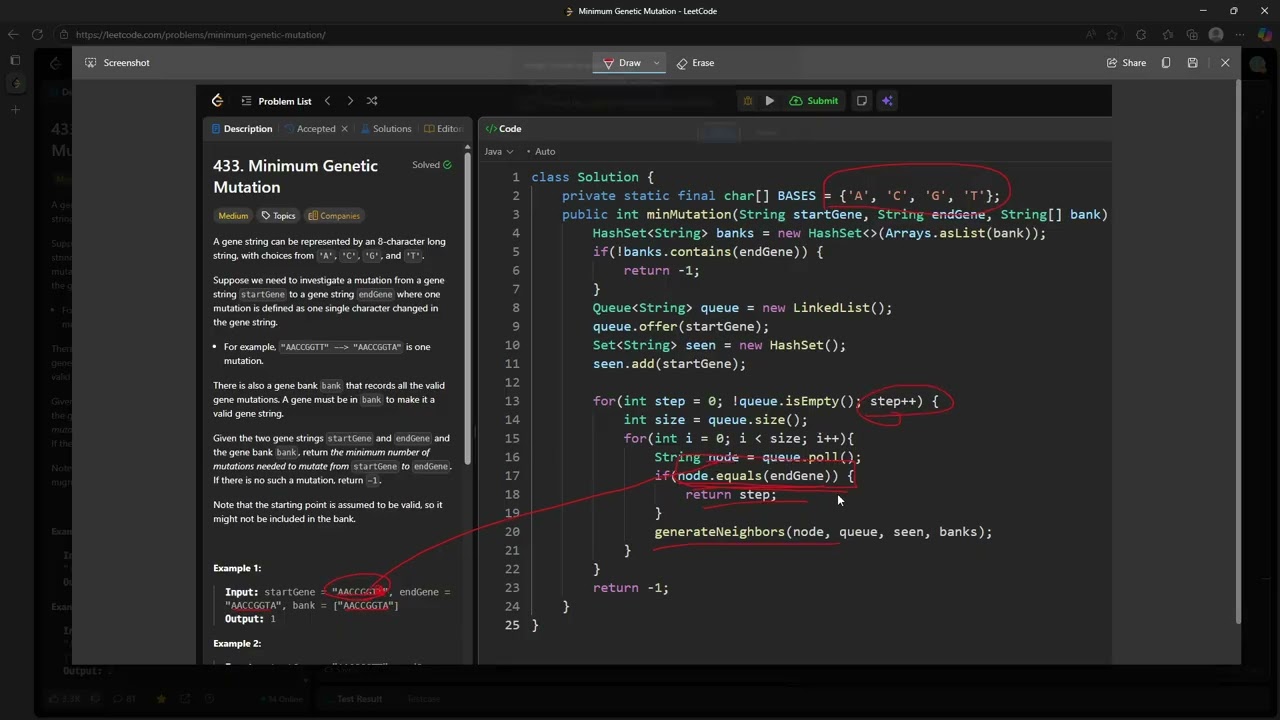 #LeetCode 433 | Minimum Genetic Mutation #Java