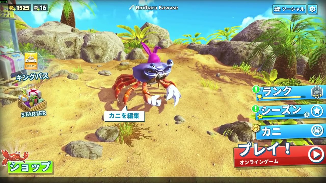 カニの大乱闘ゲーム！カニの王になるのはたまちゃんだ！ king of crab!!