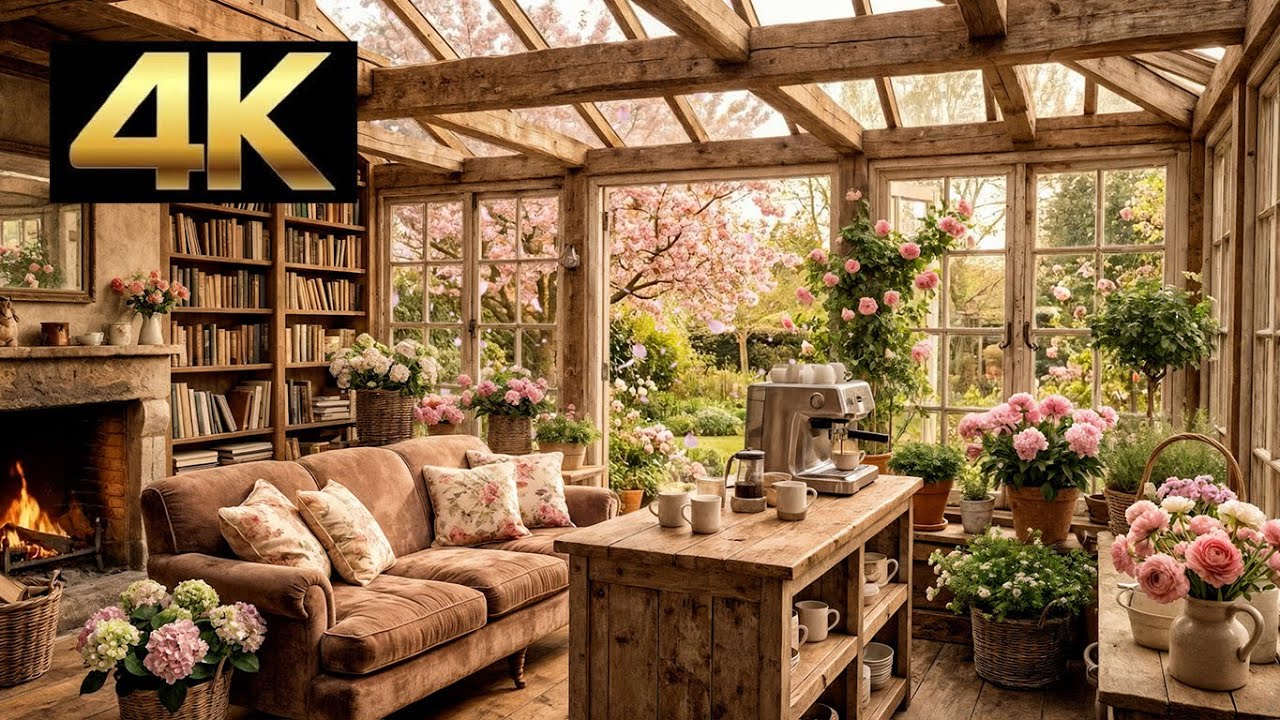Cozy Sakura Home Ambience for Projector | Spring Night, Soft Rain, Relax, Study & Sleep