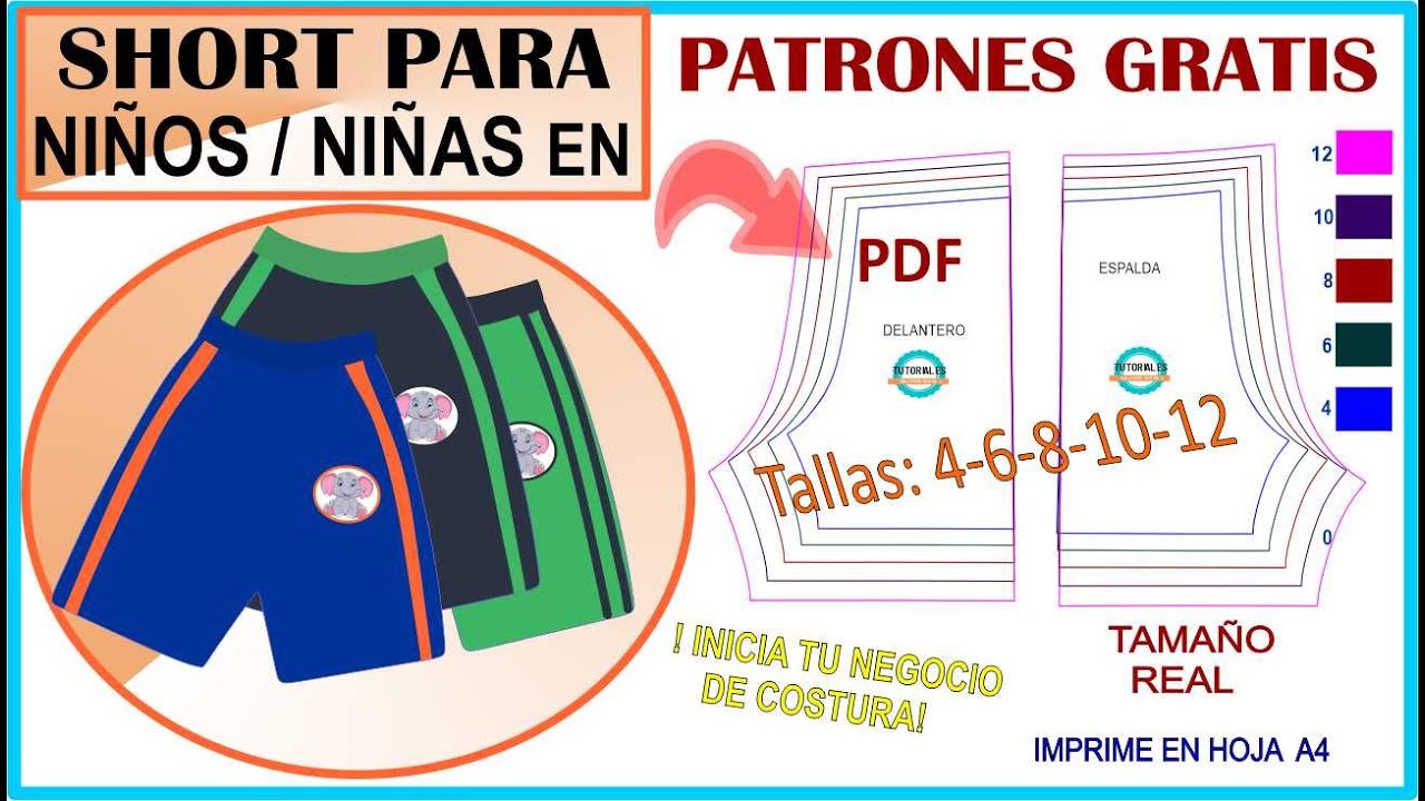 ✨PATRONES GRATIS EN PDF de SHORT PARA NIÑOS/NIÑAS