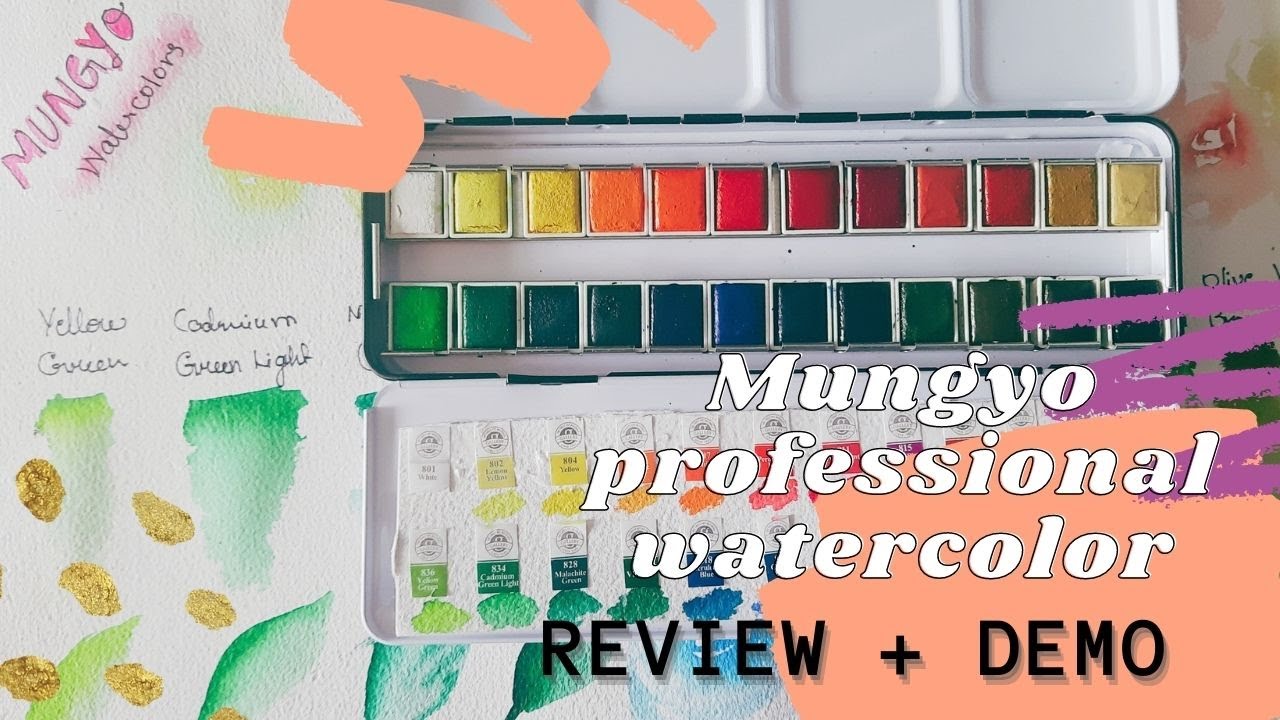 Mungyo Professional watercolor 24 half pan set review-UNBOXING AND SWATCHING