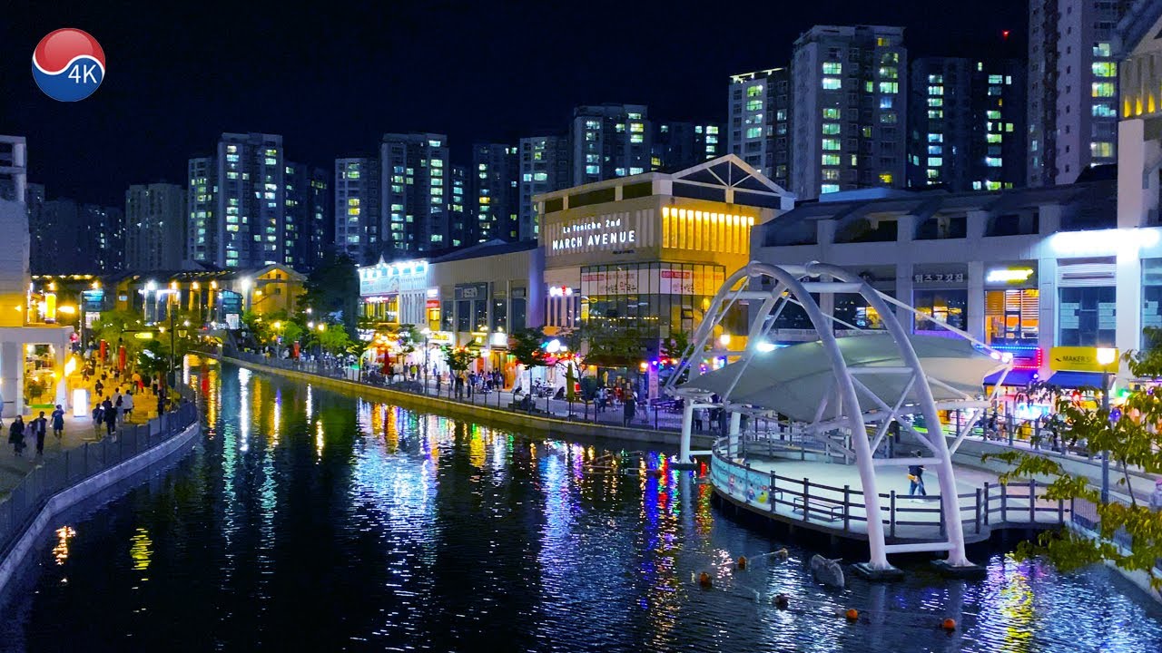 [4K] Korea Walk -  Hangang  New Town, 'laveniche' Night Scenery. Korean Holiday "Chuseok".