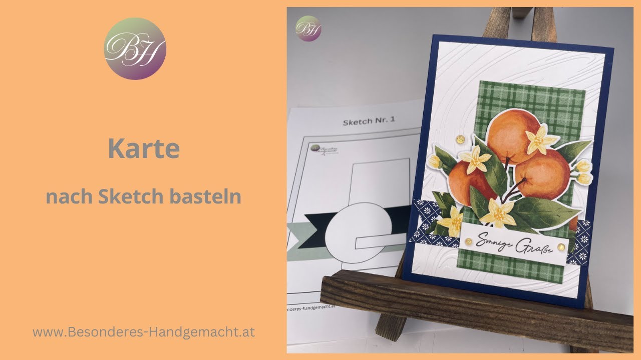 Karte Sketch Nr.1 / anfängertauglich / Sketchvorlage / Sonnige Grüße /  Stampin' Up!