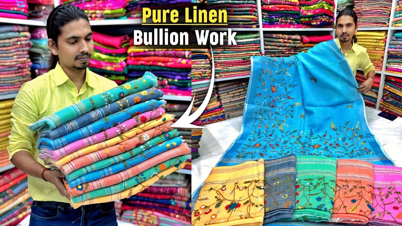 Hand Parsi Work & Bullion Stitch Saree Manufacturer // Kolkata Hand Embroidered Saree Wholesaler 🔥🔥