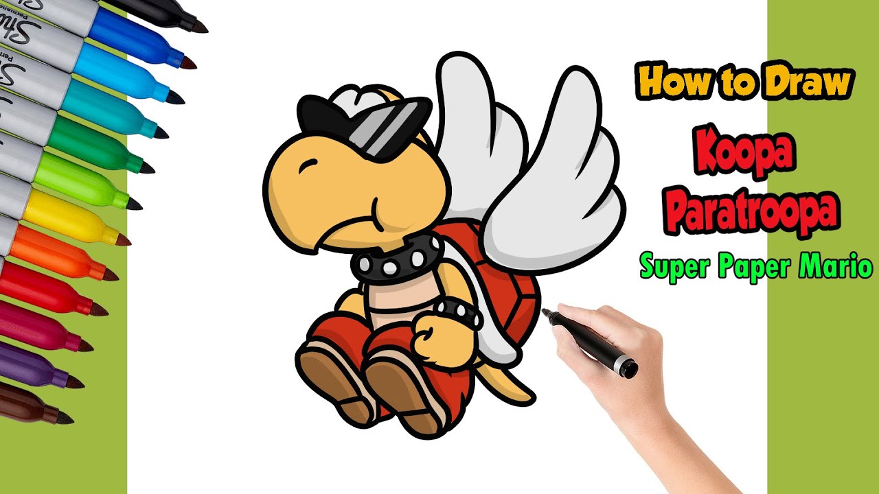 How To Draw Koopa Paratroopa - Super Paper Mario Bros