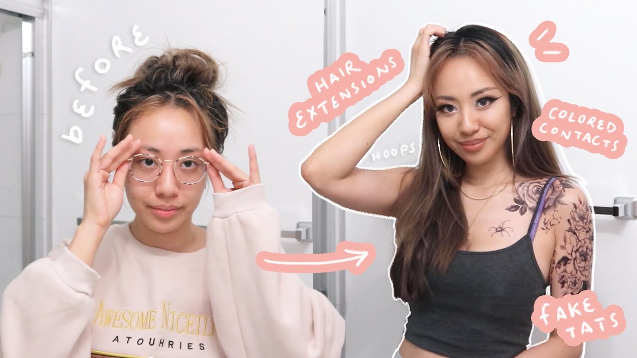 the ultimate ABG (asian baby girl) transformation | ft. hair extensions, tattoos & moody contacts