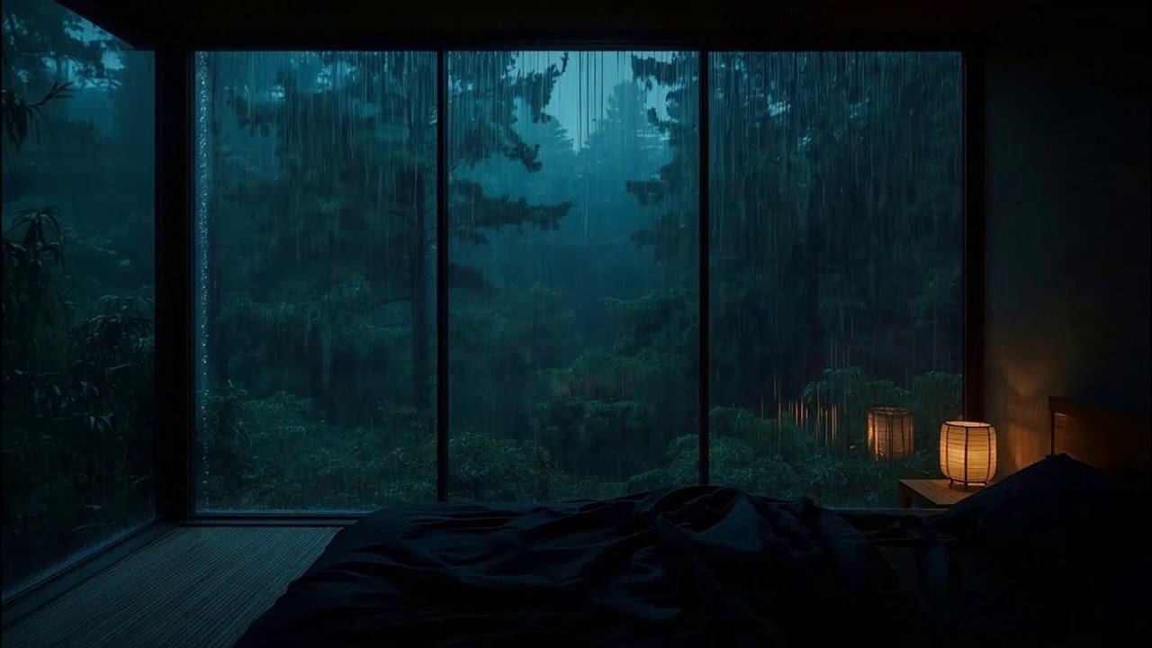 Dark Room Rain Sounds 🌙 No Ads for Deep Sleep Focus Meditation Peaceful Night