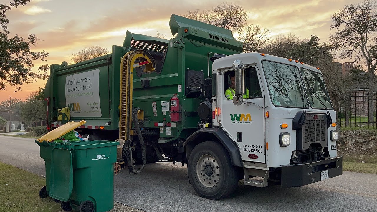 Waste Management: Peterbilt 520 McNeilus ZR Garbage Truck Working Into The Evening