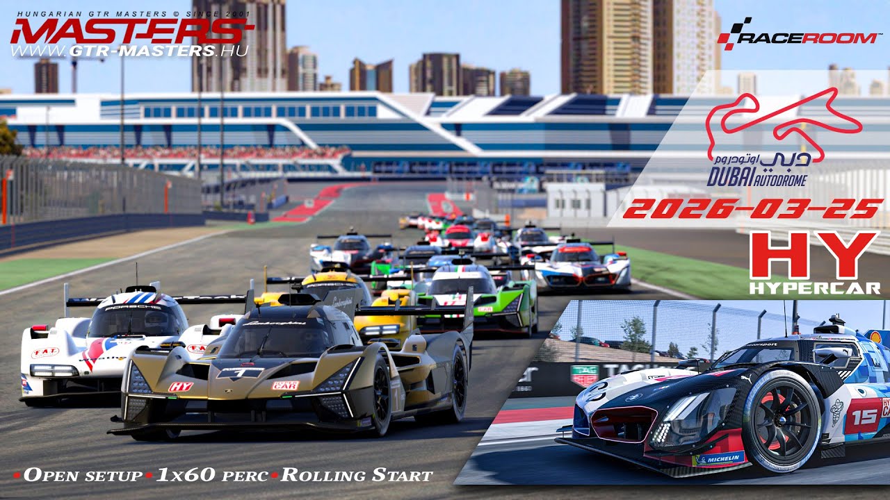 RaceRoom LMDh @ Dubai Autodrome (60 minutes race) ONBOARD | GTR-Masters.hu