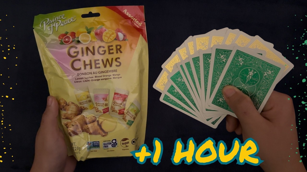 +1 HOUR ASMR Extra Chewy Fruity Ginger Candies 'n' Solitaire