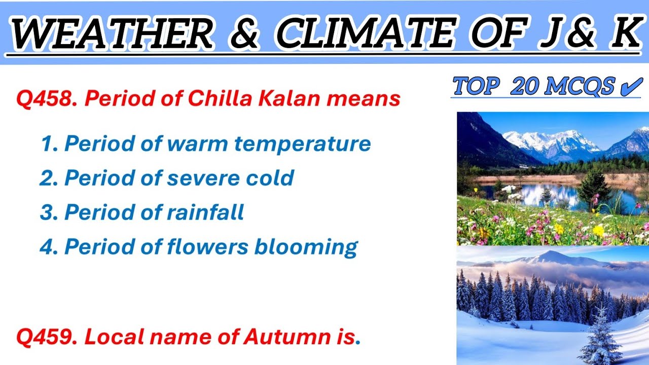 Weather & Climate of J and K || 1000 MCQ Series on Gk of J & k || GK of J & K || @TheAspirants