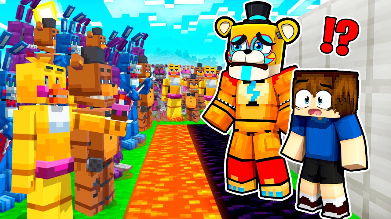 Shadow Freddy builds a SHATTERED ARMY!? in Minecraft Security Breach