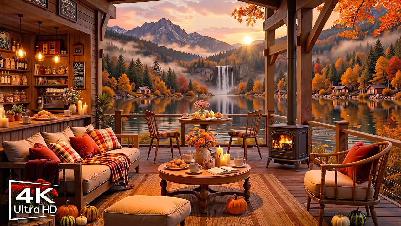 Relaksujący jesienny jazz w Lakeside 🍂 Przytulna kawiarniana atmosfera i muzyka instrumentalna w stylu smooth jazz do nauki