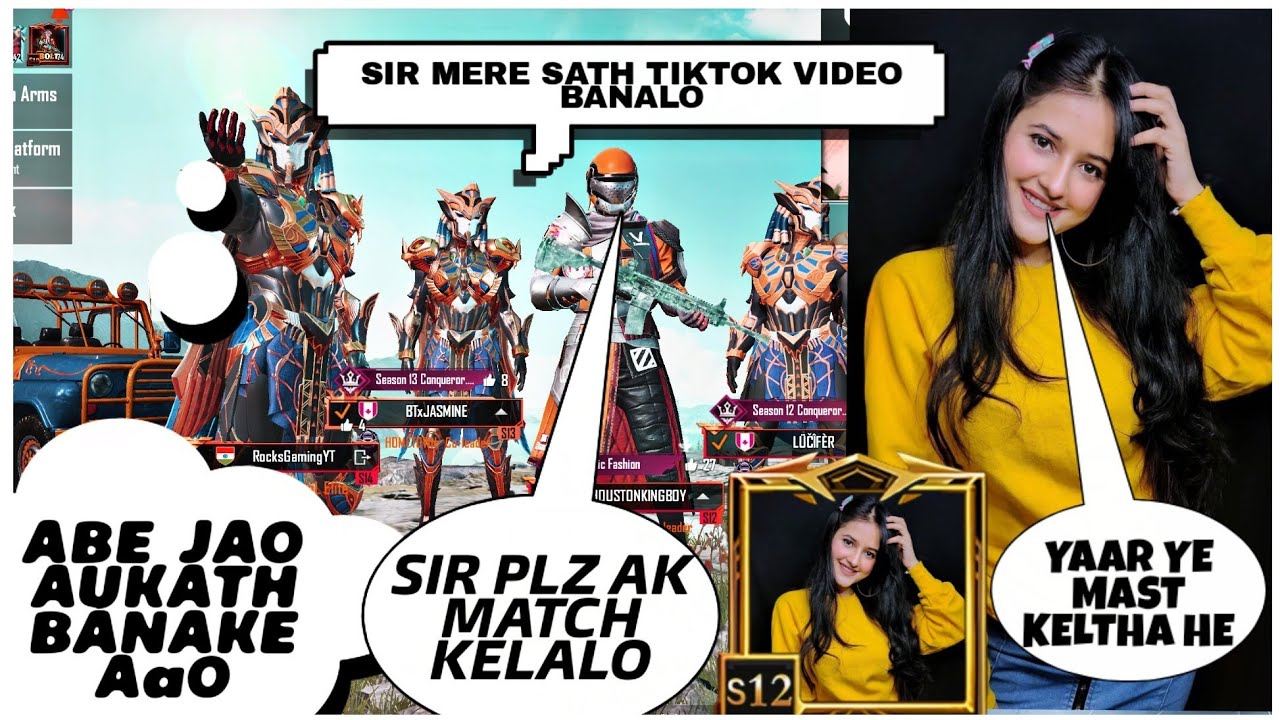 💕😍Random Very Famous Tiktoker girl & boys call Me Noob And I Challenge For 1v3 TDM | PUBG RANDOMS