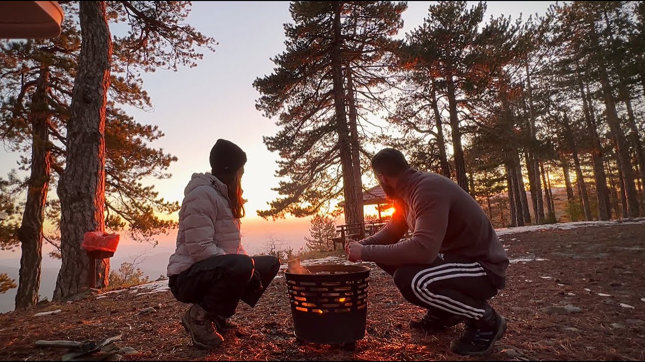 Winter ❄ Camping at PRODROMOS,CYPRUS  [ASMR,COOKING,CAMPFIRE]