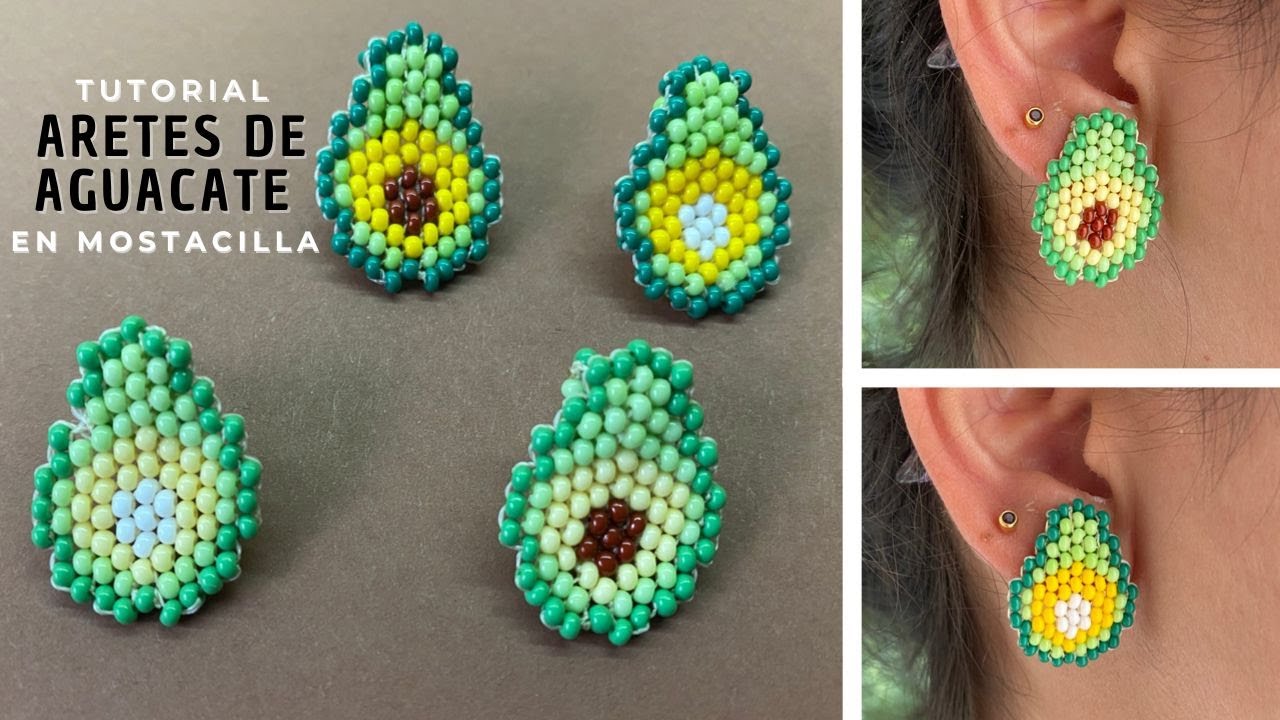 Aretes de aguacate en mostacilla / chaquira PASO A PASO