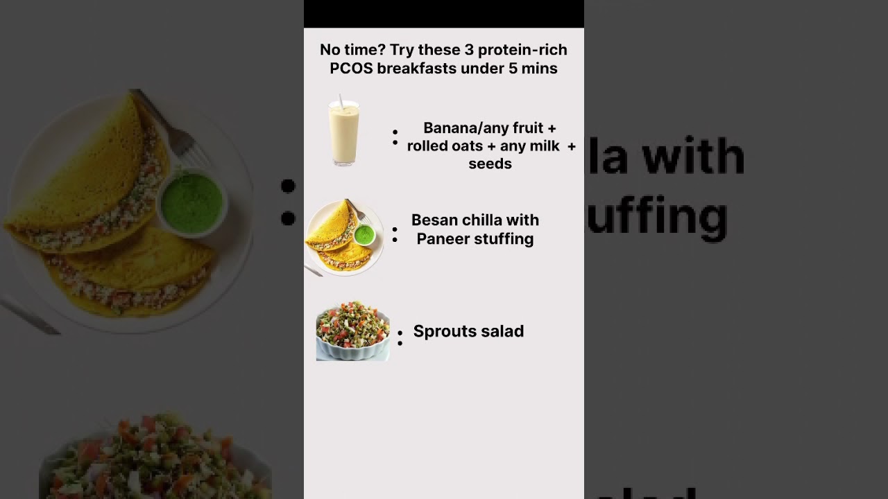 3 PCOS Breakfast Ideas Under 5 Mins 💪 #pcos  #pcosbreakfast  #pcosfriendly  #quickbreakfastrecipe
