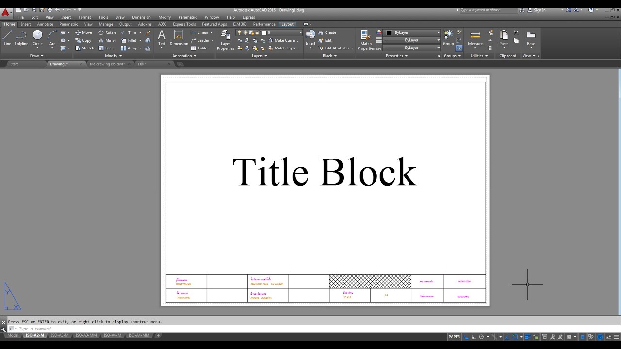 การสร้าง Title Block In AutoCAD