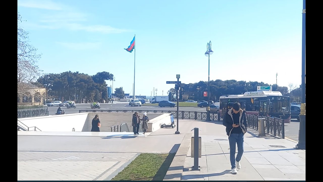 Azerbaijan Baku city trip by public bus  today (20 february 2023) ASMR