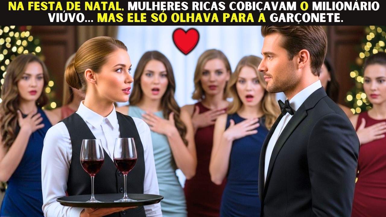 Na Festa de Natal, mulheres ricas cobiçavam o milionário viúvo… mas ele só olhava para a garçonete.
