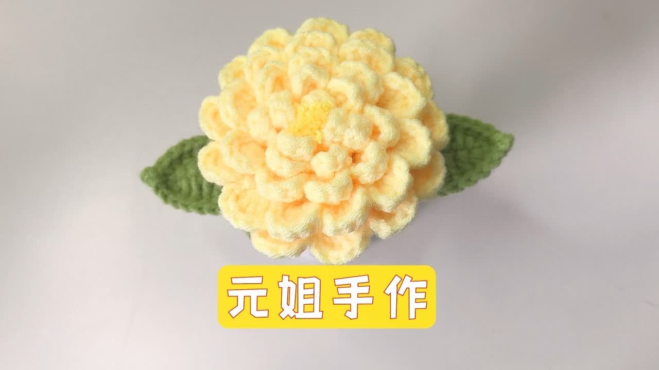 手工钩织毛线花 洋牡丹小盆栽 钩织教程