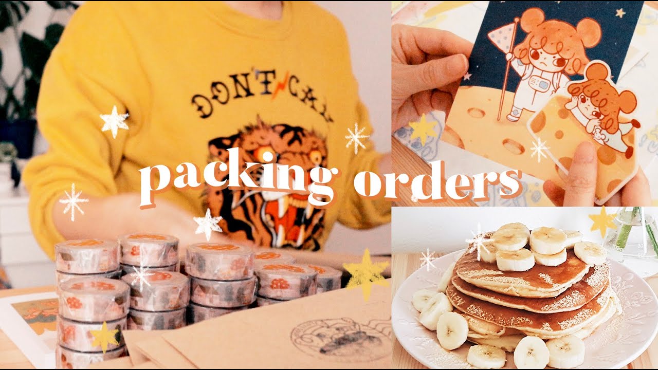 Packing orders for 4 days & then rewarding myself with pancakes 🥞❤️ Small Business Studio Vlog