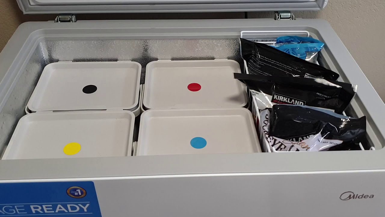 Как организовать морозильный ларь Midea объемом 7 куб. футов с контейнерами Ikea.