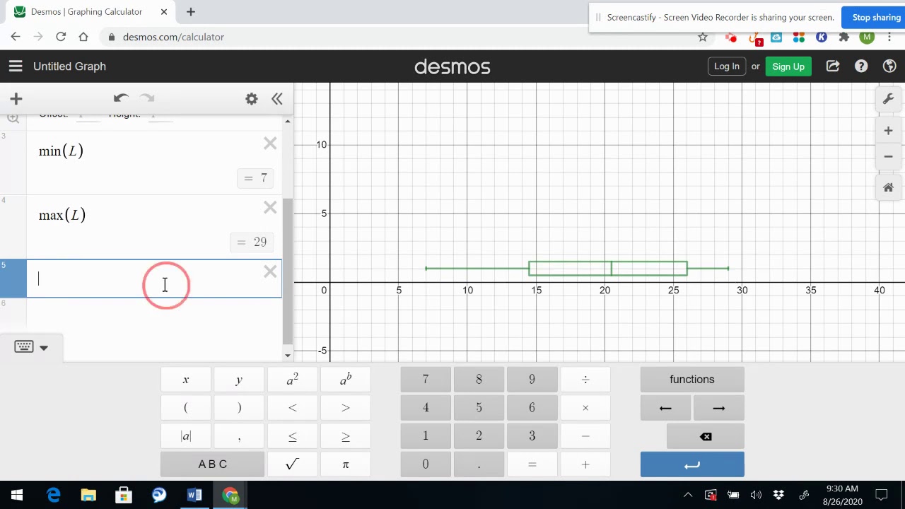 How to calculate IQR, Standard Deviation and make a boxplot using DESMOS