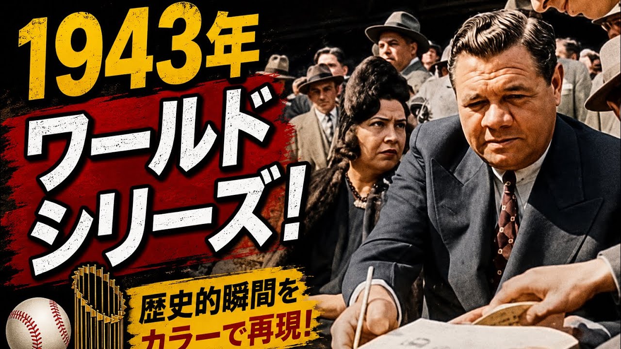 1943 ⚾️⭐️年ワールド シリーズのカラ一化映像、ヤンキース対カージナルス！