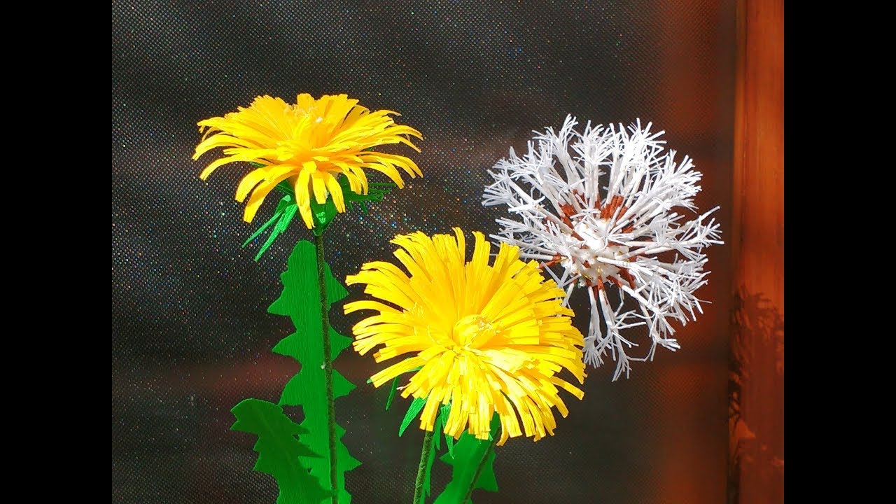 How to make Crepe paper Flowers Dandelion / Taraxacum (flower # 239)