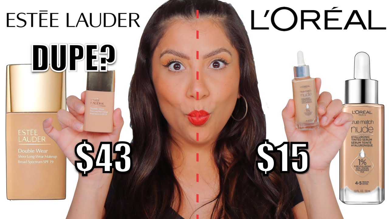 DUPE?L'OREAL TRUE MATCH SERUM VS ESTEE LAUDER DOUBLE WEAR SHEER + ALL DAY WEAR TEST *oily skin* | MJ