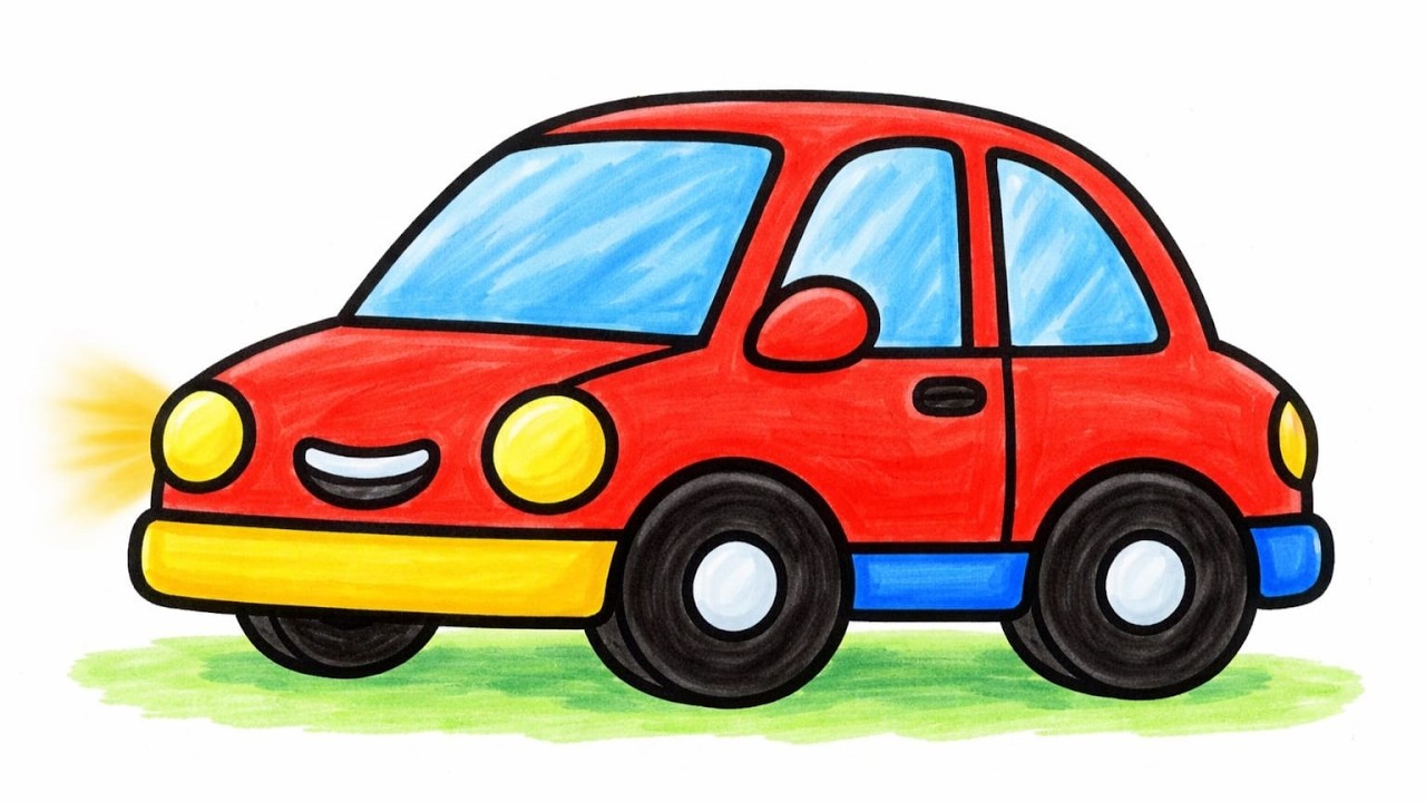 ​🚗🚘 Easy Car Drawing for Kids | Drawing, and Coloring for Kids | Toddler Art Learning Video 🖌️🎨✨